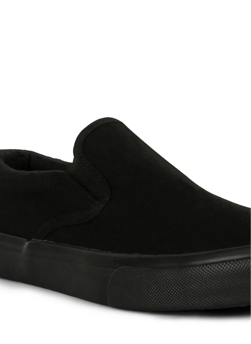 London Rag Black Slip On Canvas Sneakers