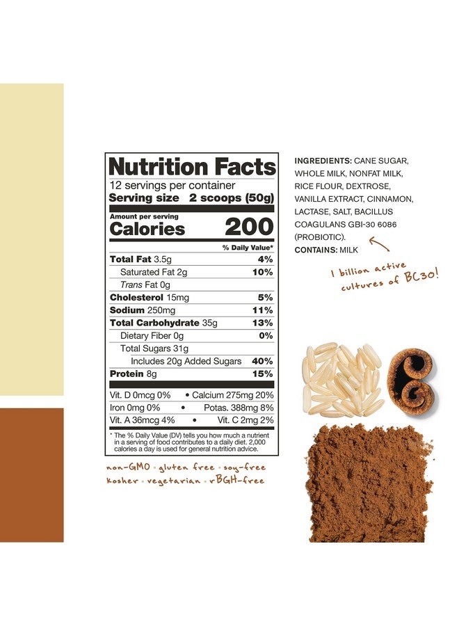 Skratch Labs Skratch Labs Post Workout Recovery Drink Mix with Horchata, (21.2 oz, 12 Servings) with Complete Milk Protein of Casein and Whey and Probiotics, Gluten Free, Kosher, Vegetarian  - Image 3