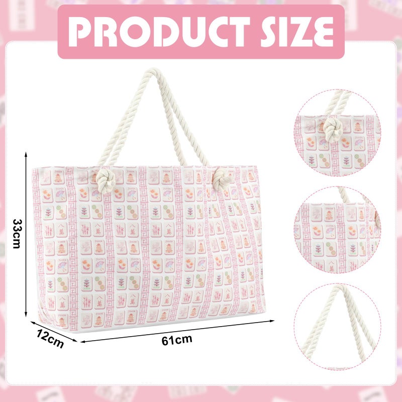 Sunnymove Empty Mahjong Bags Set for Tiles and Racks 24x13x4.7 Inch American Mahjong Carrying Bag Tote Tiles Bag Drawstring Protective Sleeve for Rack Pusher Party Travel, Case Only(Tile) - Image 2