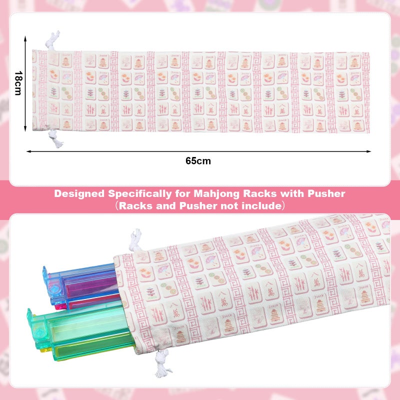 Sunnymove Empty Mahjong Bags Set for Tiles and Racks 24x13x4.7 Inch American Mahjong Carrying Bag Tote Tiles Bag Drawstring Protective Sleeve for Rack Pusher Party Travel, Case Only(Tile) - Image 4