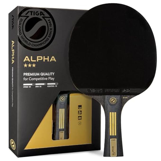 Stiga Alpha Ping Pong Paddle  5-Ply Extra Light Blade  2Mm Premium Sponge  Flared Handle For Masterful Grip  Performance Table Tennis Racket For Competitive Play - Image 1