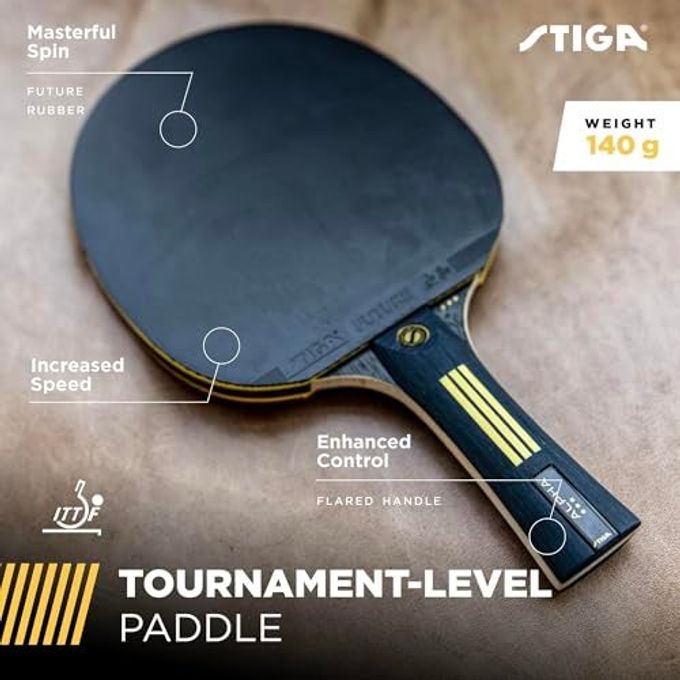 Stiga Alpha Ping Pong Paddle  5-Ply Extra Light Blade  2Mm Premium Sponge  Flared Handle For Masterful Grip  Performance Table Tennis Racket For Competitive Play - Image 5
