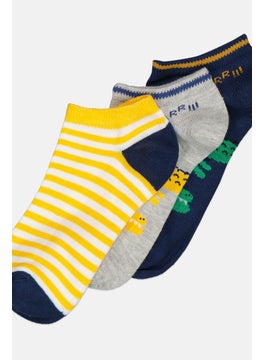 RBX Kids Boy 3 Pairs Allover Printed Ankle Socks, Navy  - Image 2