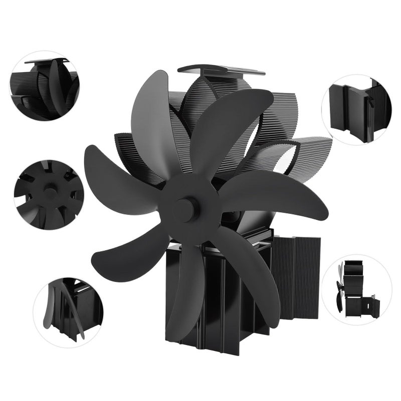 Heat Powered Wood Stove Fan 7 Blades No Batteries Overheat Protection - Image 5