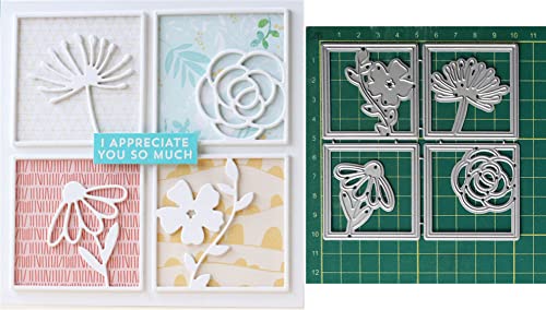 Mvchifay Cutting Dies Metal Stencils Scrapbooking Tool DIY Craft Carbon Steel Embossing Template for Paper Card Making (Four Palace Flowers-10.3x10.3cm) - Image 1
