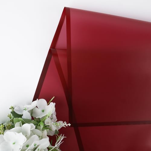 FUHITIM 20 Sheets Flower Wrapping Paper - Waterproof Floral Bouquet Packaging Paper for DIY Crafts，Florist Supplies Packaging Paper for Wedding Birthday Gift (Translucent Wine Red) - Image 4