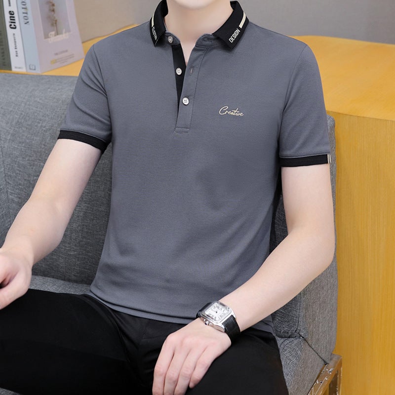 Men's Short Sleeve Polo Shirt Casual Turn Collar T-Shirt Top - Image 3