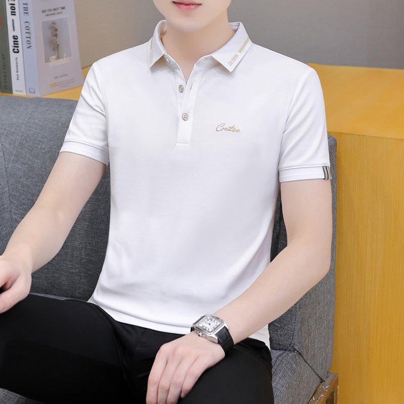 Men's Short Sleeve Polo Shirt Casual Turn Collar T-Shirt Top - Image 2