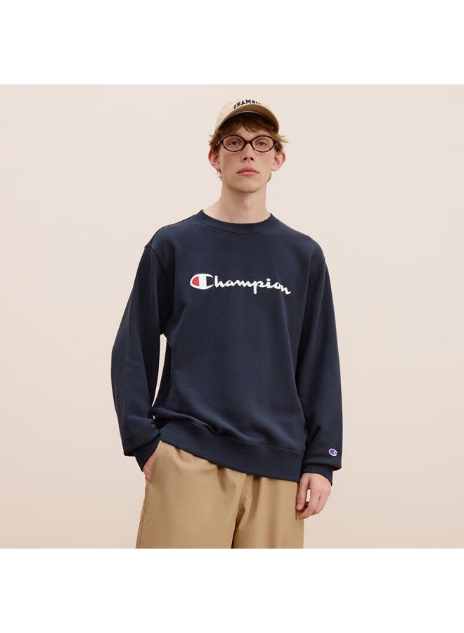 Champion Champion Men's Sweatshirt, Autumn New Arrival, American Trendy Brand, Large Handwritten Pure Cotton Round Neck Top, Navy Blue  - Image 1