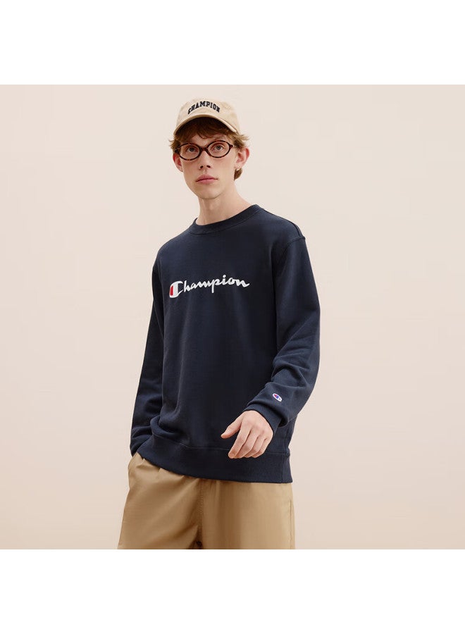 Champion Champion Men's Sweatshirt, Autumn New Arrival, American Trendy Brand, Large Handwritten Pure Cotton Round Neck Top, Navy Blue  - Image 2