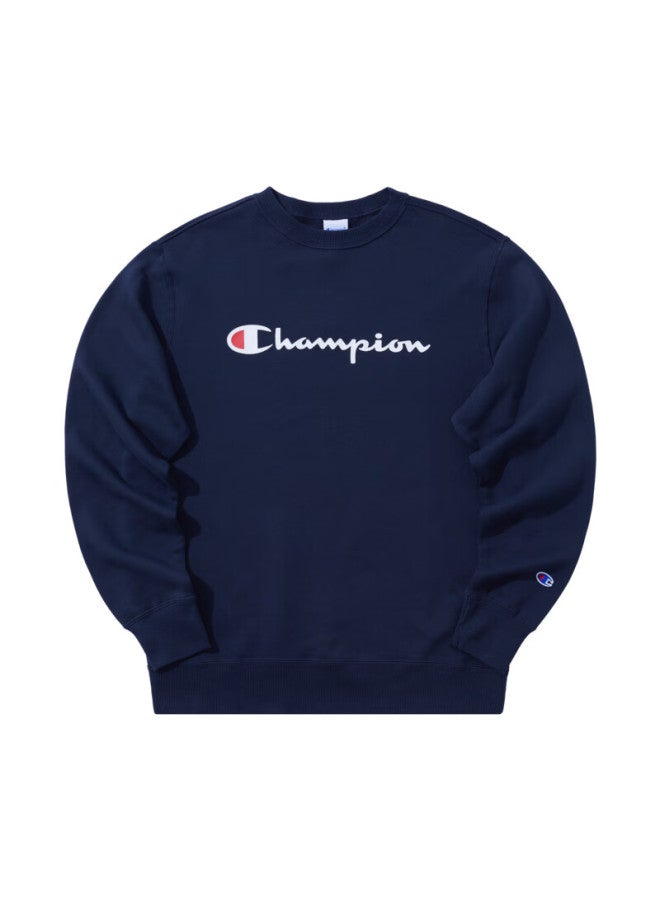 Champion Champion Men's Sweatshirt, Autumn New Arrival, American Trendy Brand, Large Handwritten Pure Cotton Round Neck Top, Navy Blue  - Image 3
