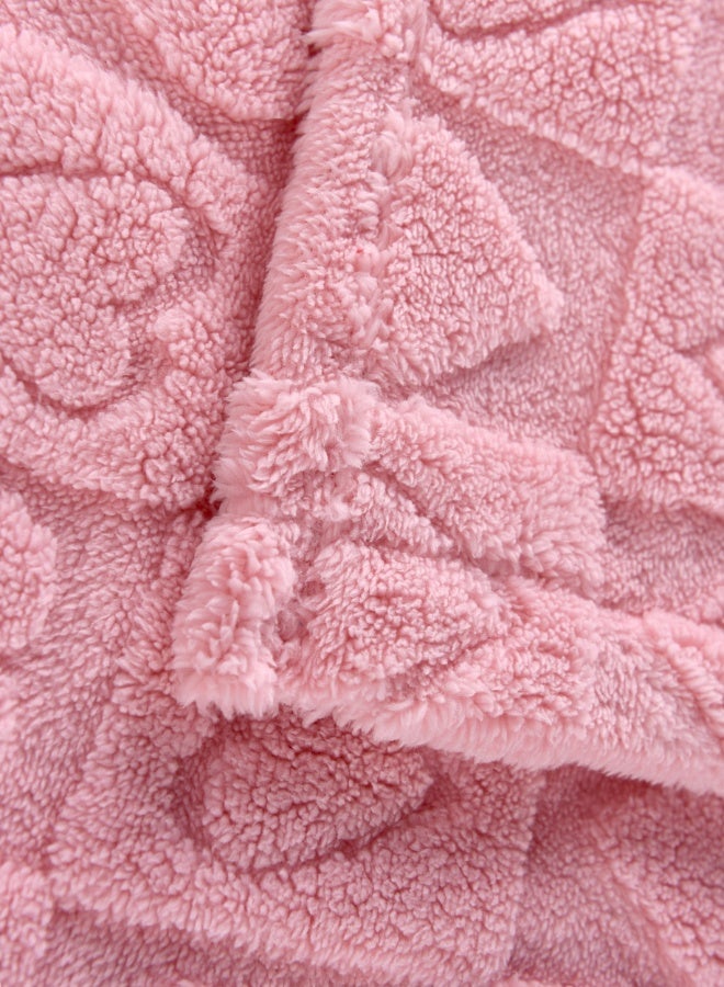 ايست من نون رداء حمام طويل بغطاء رأس من الجاكار - 260 جرامًا للمتر المربع مصنوع من البوليستر الناعم بنسبة 100% للنساء - غطاء رأس وجيب - لون وردي، مقاس كبير - Image 5