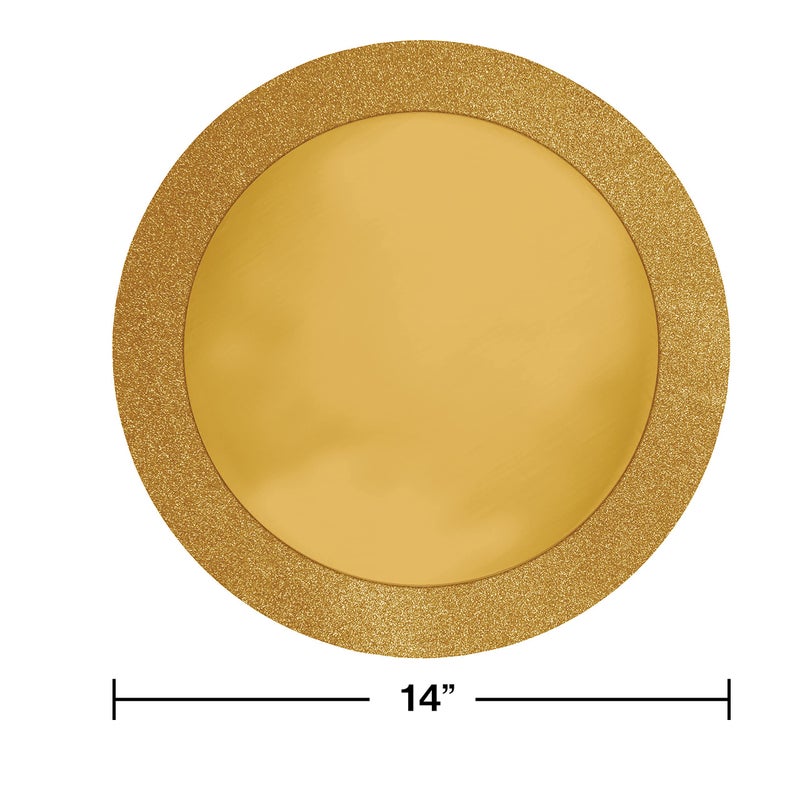 CREATIVE CONVERTING 8-Count Glitz Round Placemats with Glitter Border, Gold - Image 3