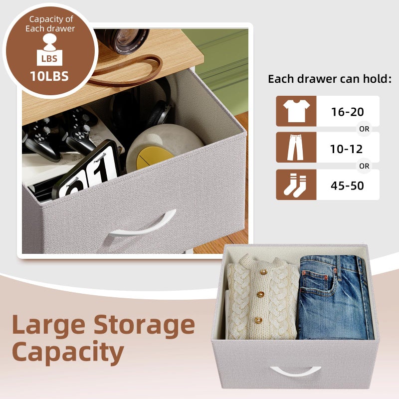 Somdot Tall Dresser for Bedroom with 5 Drawers, Storage Organizer Chest of Drawers with Removable Fabric Bins for Closet Bedside Living Room Laundry Entryway Hallway, Ash Grey - Image 5