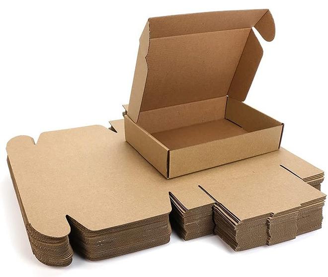 MVAQKLM ٢٠ صندوق شحن صغير، ٢٣×١٦×٥ سم، من الورق المقوى المموج، مناسب للشركات الصغيرة، مع قفل بشريط، وصناديق شحن مسطحة، وصناديق هدايا فارغة، ولوازم تغليف. - Image 1