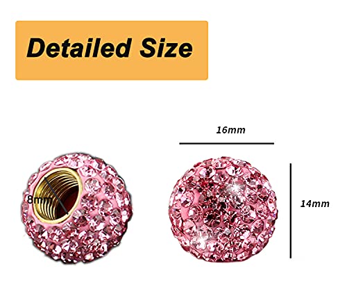 Muxkenper Car Wheel Tire Valve 4 Pack Handmade Crystal Rhinestone Tire Valve Stem Air Caps Cover Bling Car Accessories (Pink) - Image 4