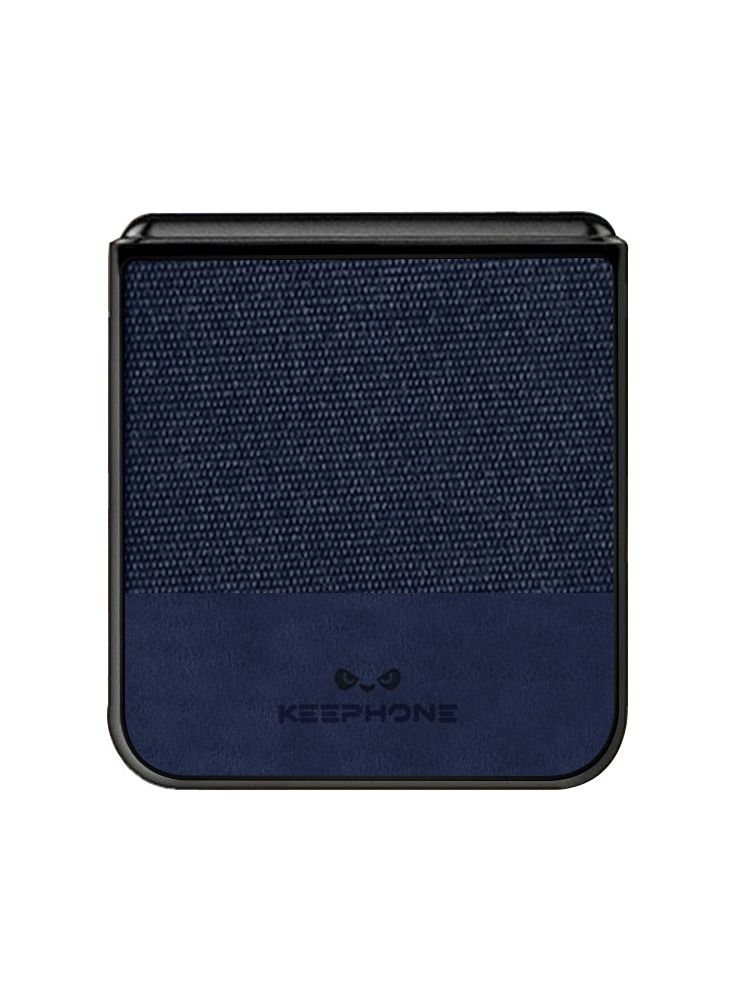 CATANES Samsung Galaxy Z Flip 4 Case Hybrid Leather Folding Slim Full Body Protection Cover Compatible with Galaxy Z Flip4 2022 6.7 inch Dark Blue - Image 3