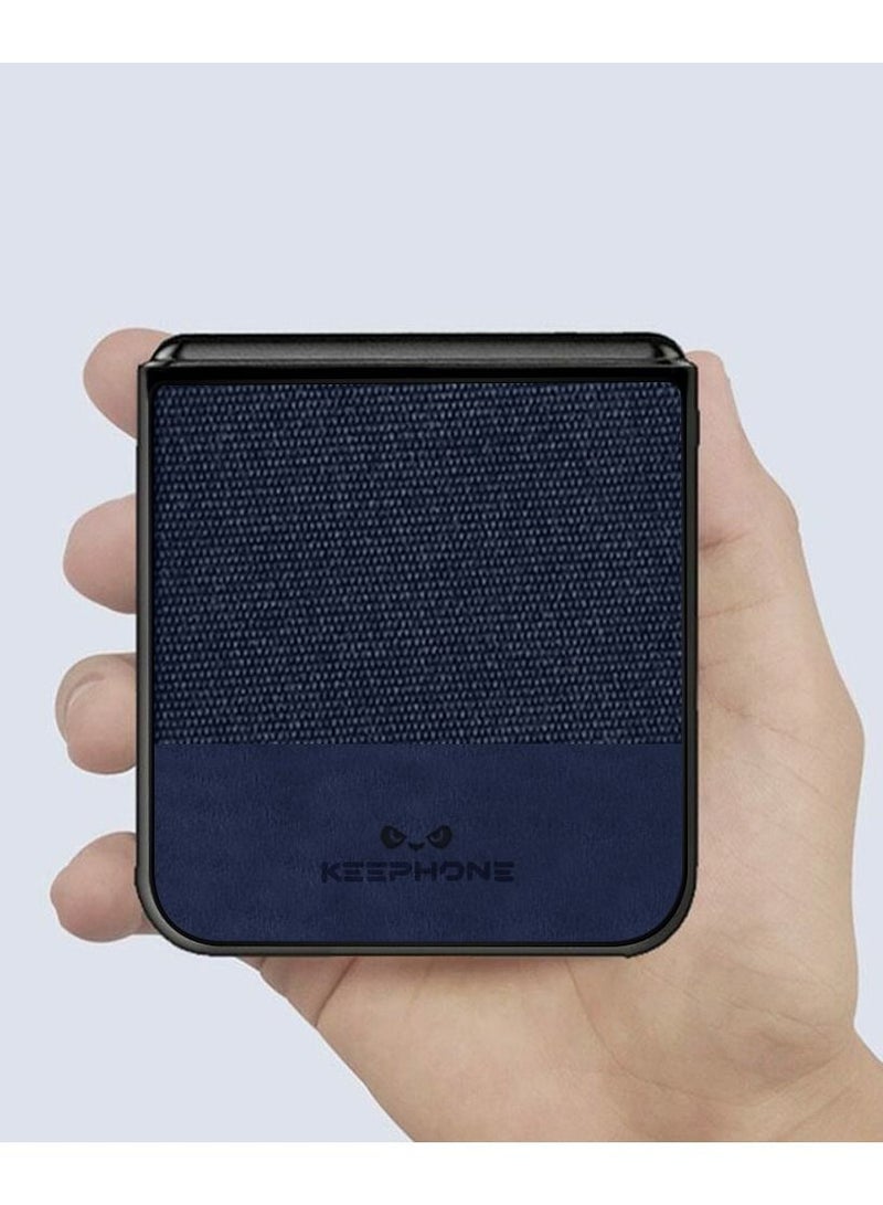 CATANES Samsung Galaxy Z Flip 4 Case Hybrid Leather Folding Slim Full Body Protection Cover Compatible with Galaxy Z Flip4 2022 6.7 inch Dark Blue - Image 4