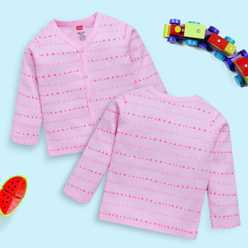 LuvLap Unisex Full Sleeve Jhabla Set - 4 Pack, 3-6 Months, Multicolour - Image 5