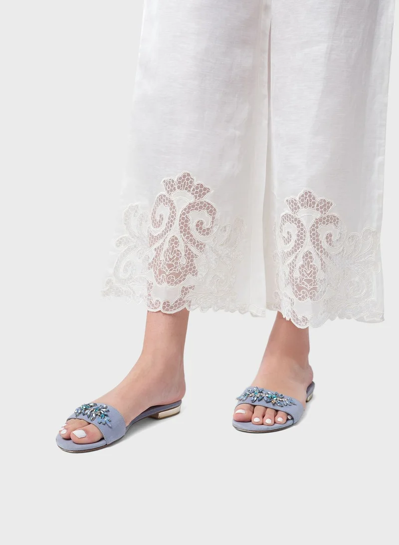 Threadz by Ajooni Uneven Lace Patch Shirt And Pants Set