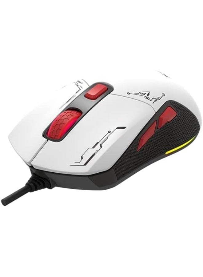 XTRIKE ME GM-316W RGB Gaming Mouse - Optical Sensor 7,200 DPI - Detachable Top Covers - Lightweight Only 67G - White - Image 5