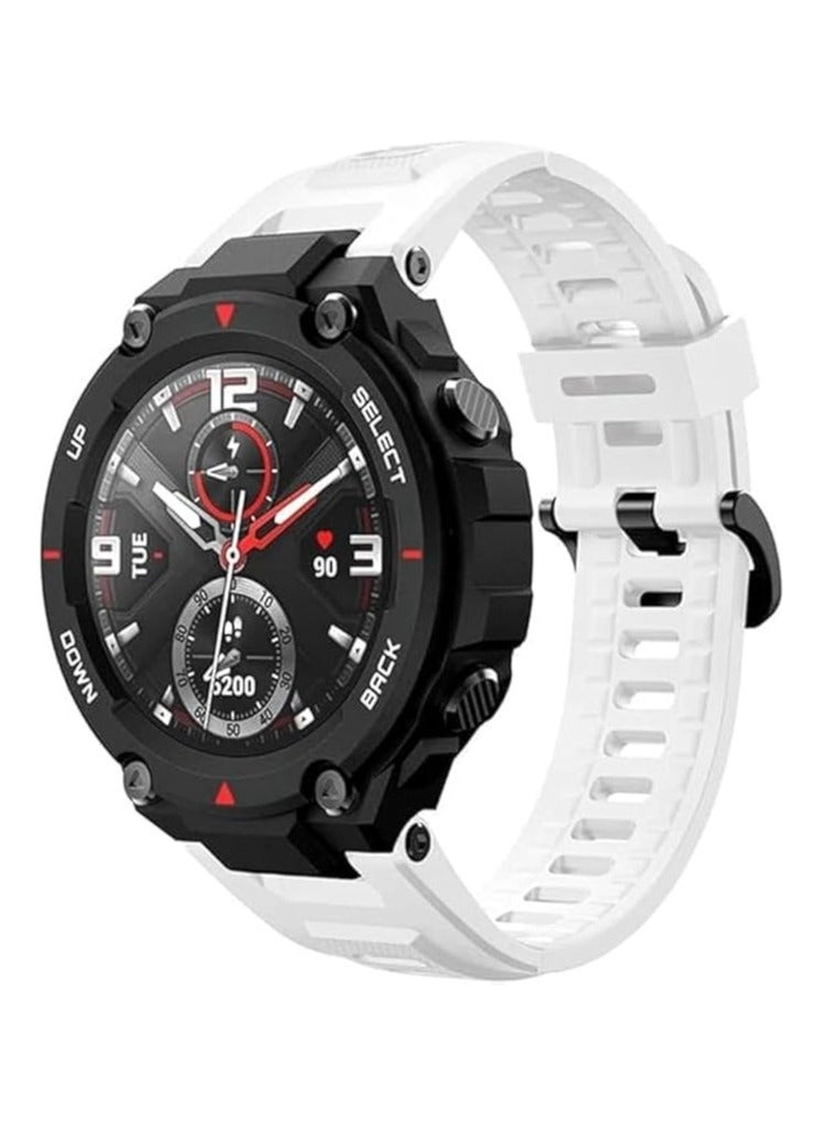 Band Compatible with Amazfit T-Rex/T-Rex Pro Band Soft Silicone Wristbands Replacement Bracelet for Amazfit T-Rex/T-Rex Pro Sport Strap Smart Watch Accessories-with Install Tools (White) - Image 1