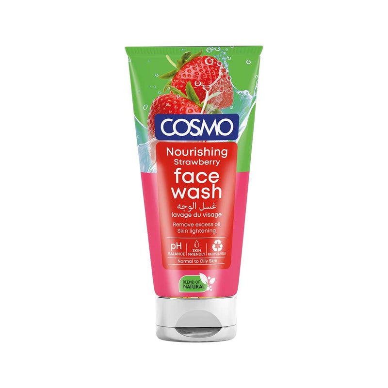 COSMO Nourishing Strawberry Face Wash 150ml,  Nourish Skin Removes Dirt, Deep Cleansing, for All Skin Types - Image 1
