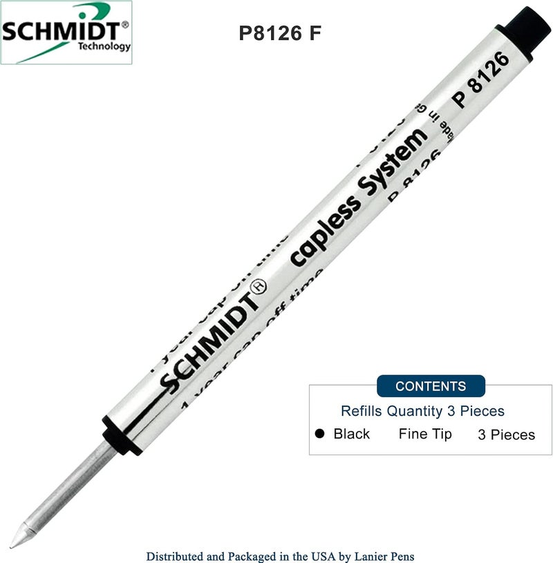 Schmidt Short P8126 Capless Rollerball Refill - Black - 3 Pack - Image 4