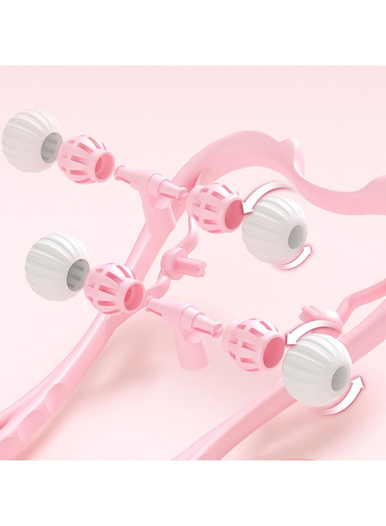 DubaiGallery Roller 4-wheel Neck Massager Plastic Pressure Point Therapy Neck Massage Tools Neck Massage Relieve Hand/Waist/Legs Roller Massage Tool Pink - Image 3