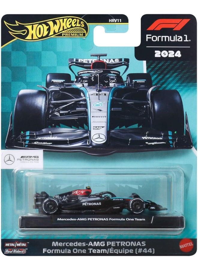 Hot Wheels Premium Formula 1 2024 Mercedes-AMG Petronas F1 W15 #44 Die-cast Car (1:64, Black) - Image 1
