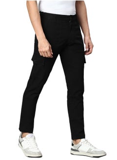 Hubberholme Regular Black Easy Wash Cargo Trousers for Men  - Image 3