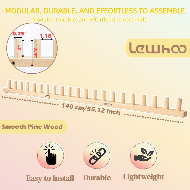 Lewhoo 55â€™ Chunky Knitting Blanket Loom Kit,Thick Nature Wooden Loom Frame for Beginners,3 Pack DIY Throw Blankets Knitting Tool for Hand - Image 2