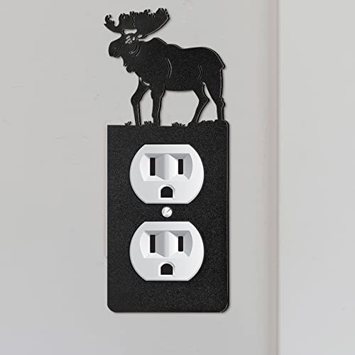 Lothee 6 Pcs Metal Bear Light Switch Cover Plate Moose Tree Mountain Elk Forest Outlet Plate Toggle Outlet Wall Cover for Home(Single Gang Socket) - Image 4