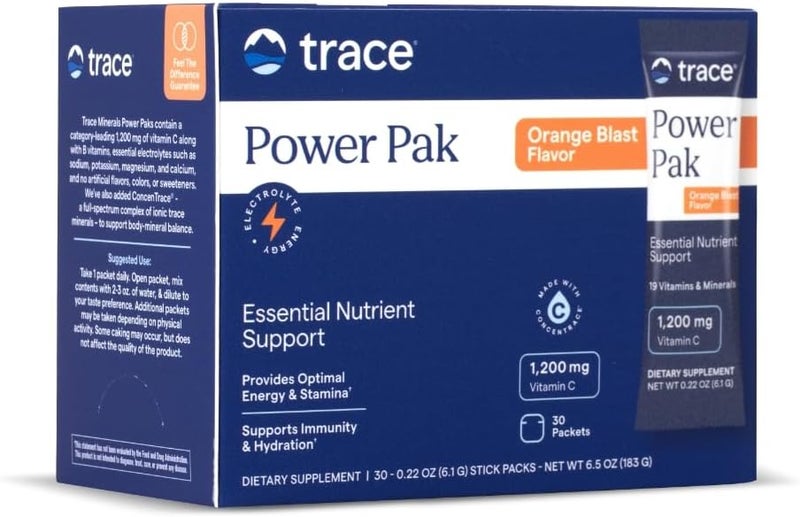 Trace Minerals Electrolyte Stamina Power Pak Orange Blast Trace Minerals 017oz48g each 30 Packet - Image 1
