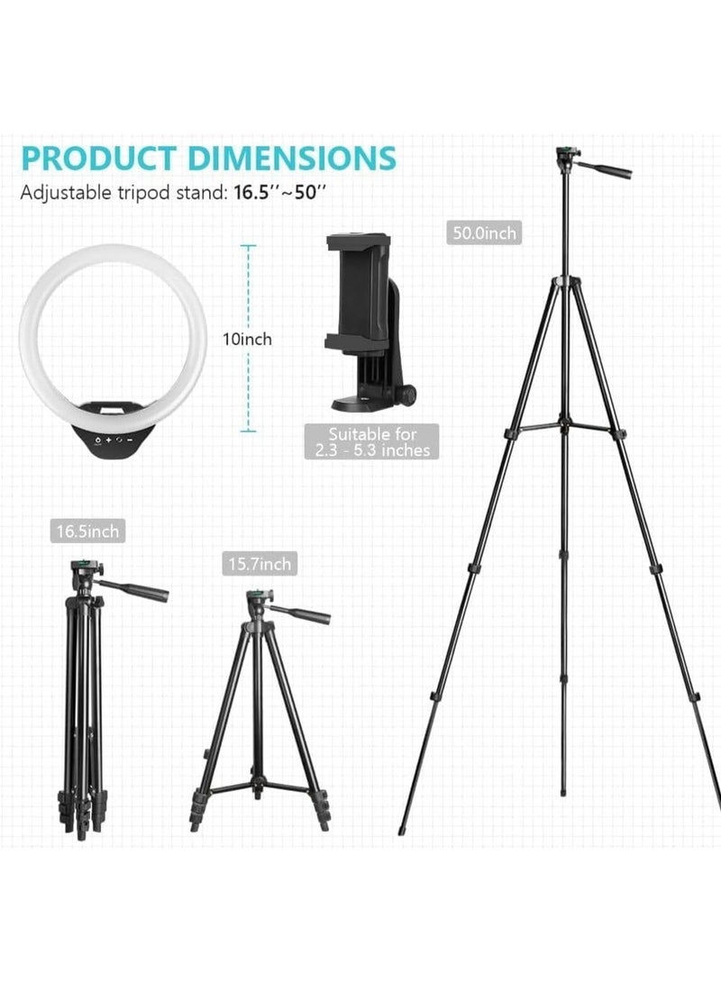 “Ring Light with Tripod Stand and Phone Holder – 10 Inch LED Circle Light for Makeup, Live Streaming, YouTube, TikTok – Universal Mobile Compatible” - Image 3