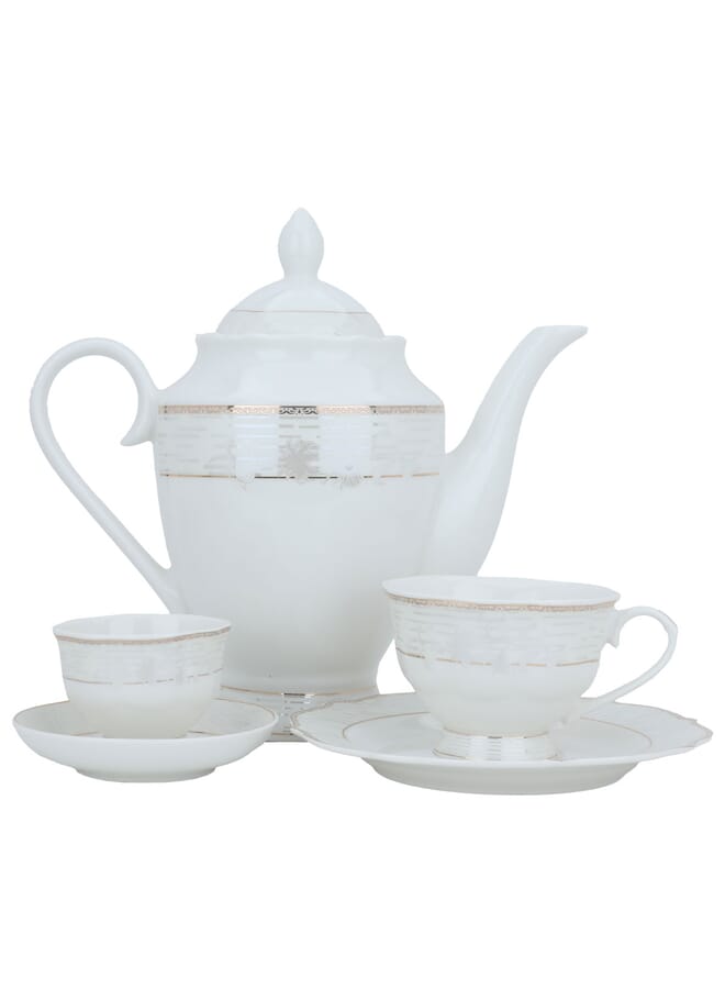 Alsaif Gallery White Embossed Round Porcelain Dining Set 65 Pieces - Image 2