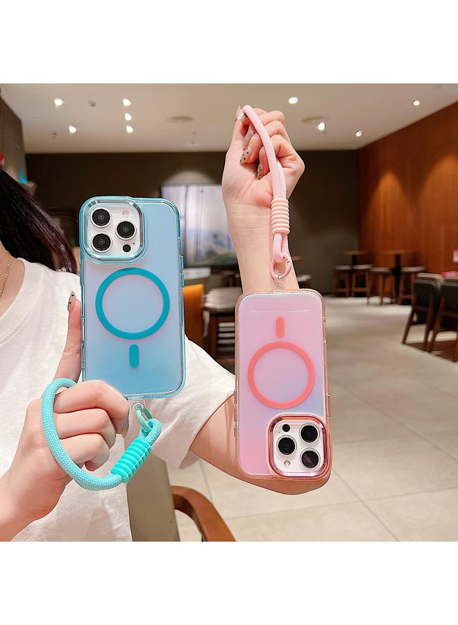 Zaboon Case For iPhone 12 Pro Max Bright Shadow Magsafe Discoloration Phone Case with Wrist Strap - Image 4