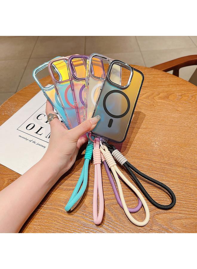 Zaboon Case For iPhone 12 Pro Max Bright Shadow Magsafe Discoloration Phone Case with Wrist Strap - Image 2