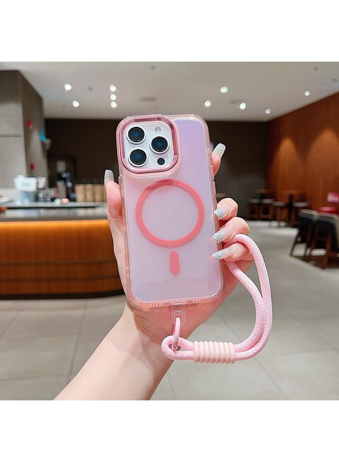 Zaboon Case For iPhone 12 Pro Max Bright Shadow Magsafe Discoloration Phone Case with Wrist Strap - Image 1