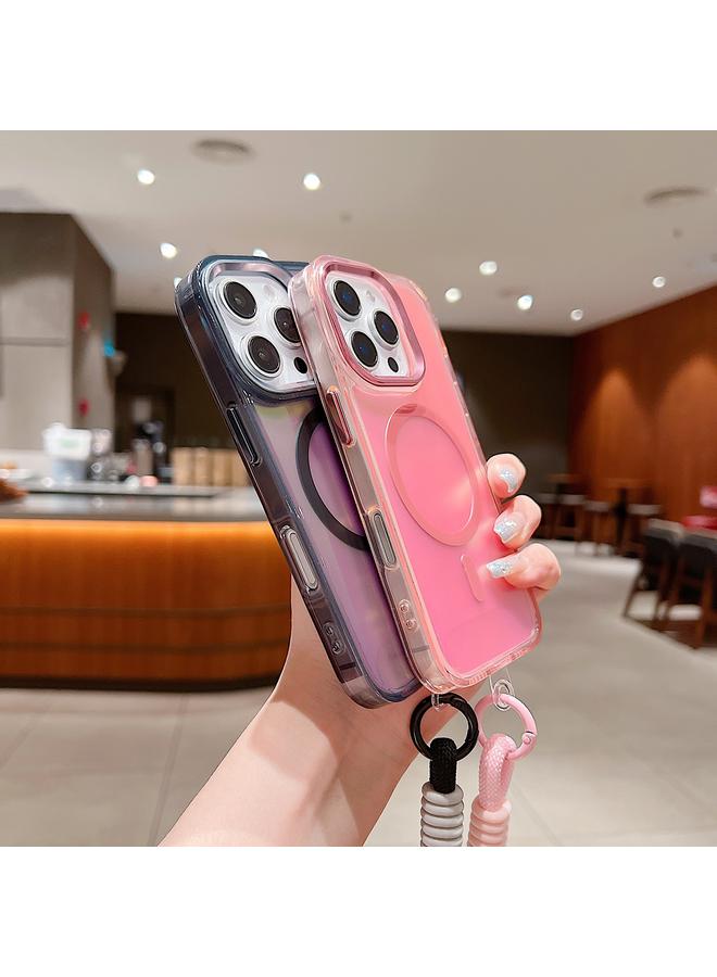 Zaboon Case For iPhone 12 Pro Max Bright Shadow Magsafe Discoloration Phone Case with Wrist Strap - Image 3