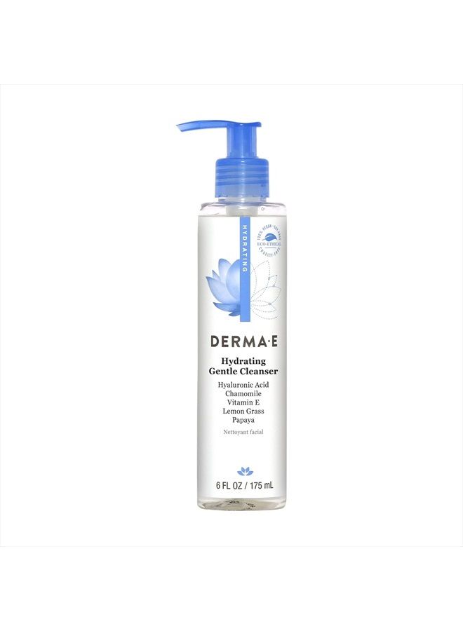 derma-e Hydrating Gentle Cleanser with Hyaluronic Acid – Moisturizing Facial Cleanser Tones, Moisturizes & Improves Skin Texture – Gently Exfoliating Papaya Face Wash, 6 fl oz - Image 1