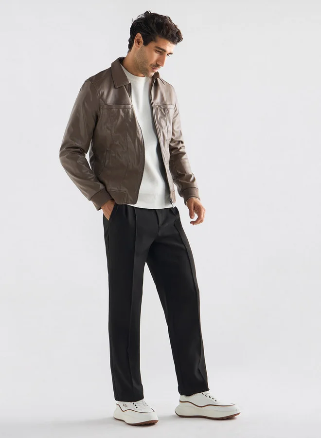 سبلاش فيڤ جاكيت بايكر سادة بجيوب وسحّاب إغلاق