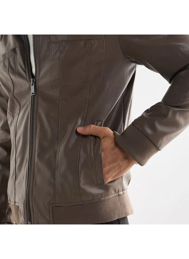 Splash FAV Solid Biker Jacket with Zip Closure and Pockets