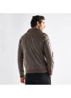 FAV Solid Biker Jacket with Zip Closure and Pockets  - Image 3