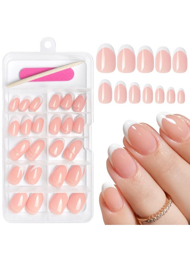 Addfavor - French Tip Press On Nails Short Oval Fake Nails, 120Pcs White French Tips Nails Press On Medium Almond False Acrylic Nails For Women And Girls - Image 1