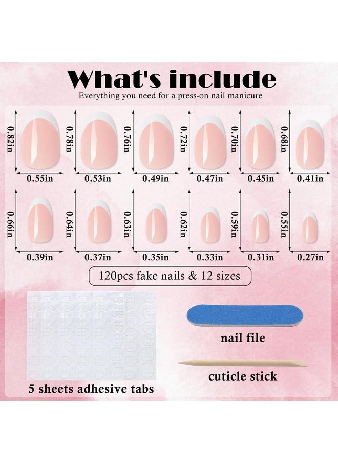 Addfavor - French Tip Press On Nails Short Oval Fake Nails, 120Pcs White French Tips Nails Press On Medium Almond False Acrylic Nails For Women And Girls - Image 1