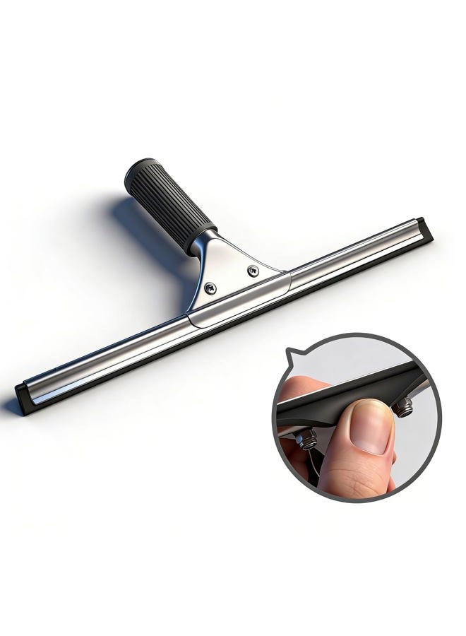 MRDARENSU Upgraded Edition Shower Squeegee Microfiber Window Scrubber Stainless Steel Bath Squeegee for Shower Windows Mirror and Car Glass with (Shower Squeegee) - Image 4