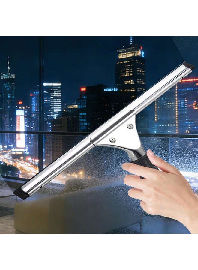 MRDARENSU Upgraded Edition Shower Squeegee Microfiber Window Scrubber Stainless Steel Bath Squeegee for Shower Windows Mirror and Car Glass with (Shower Squeegee) - Image 3