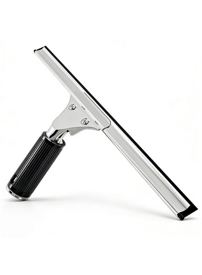 MRDARENSU Upgraded Edition Shower Squeegee Microfiber Window Scrubber Stainless Steel Bath Squeegee for Shower Windows Mirror and Car Glass with (Shower Squeegee) - Image 1
