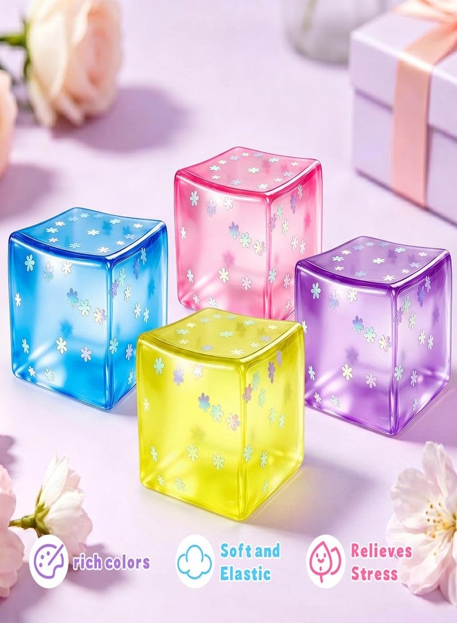 donciety Ice Cube Squishy, Fidget Toy Stress Cube with Snowflakes, Slow Rise Sensory Toys, Squishy Cube for Kids Adults Party Favors Birthday Gift (Purple) - Image 3